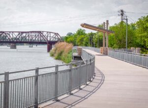 Waco Riverwalk trail along the river