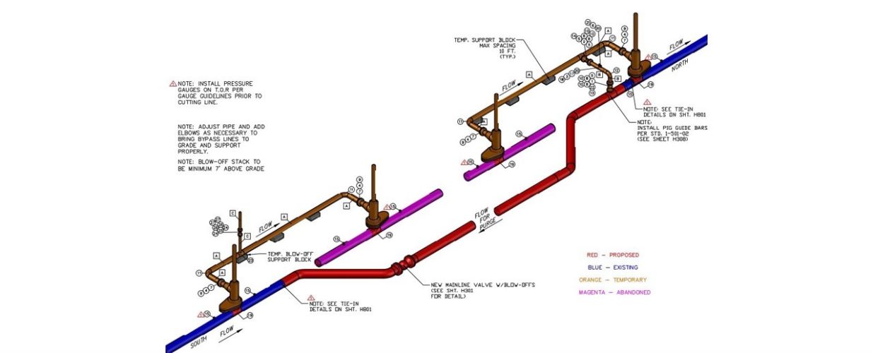 Gas pipeline design services drawing