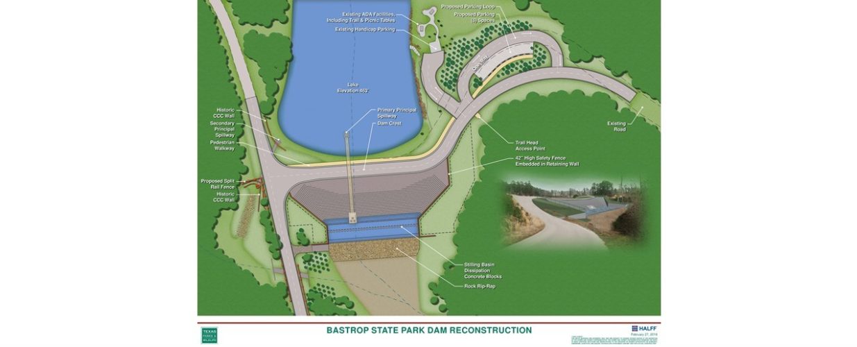 TPWD Bastrop Lake Dam Reconstruction map